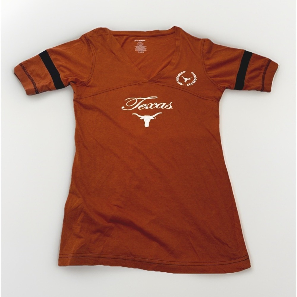 Pro Edge Texas Longhorns Women V-Neck T-Shirt Burnt Orange Size M NCAA UT Austin
